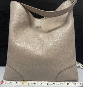 Gray Pebble Leather Tori Burch Hobo Bag